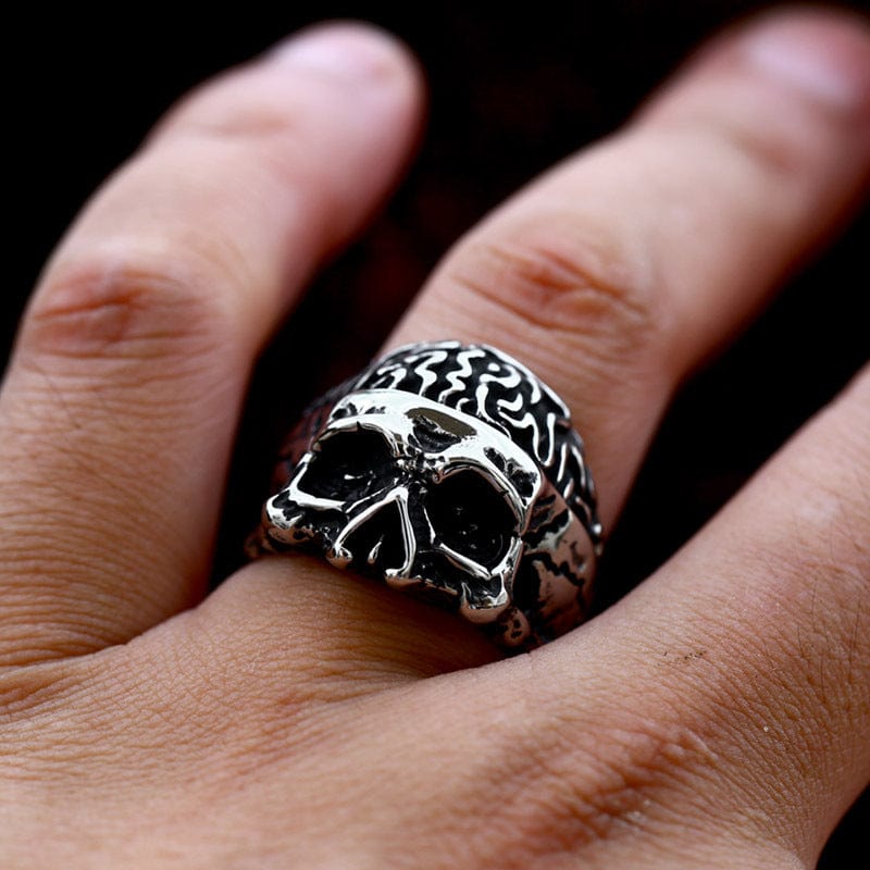 Kobine Men's Punk Half-face Skull RIng