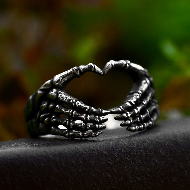 Kobine Men's Punk Heart Skeleton Ring