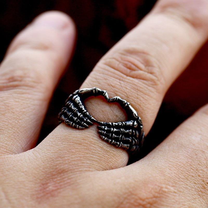 Kobine Men's Punk Heart Skeleton Ring