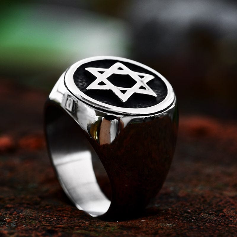 Kobine Men's Punk Hollowed Star Ring