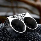 Kobine Men's Punk Letter Double Hole Ring