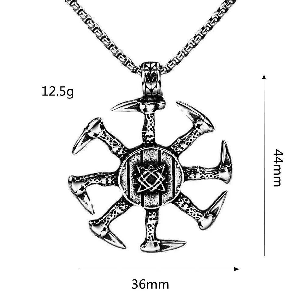 Kobine Men's Punk Multi-Axe Surrounding Symbol Pendant Necklace