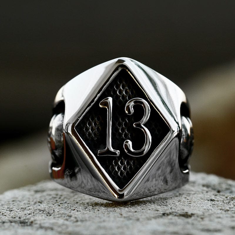 Kobine Men's Punk Number 13 Skull Ring