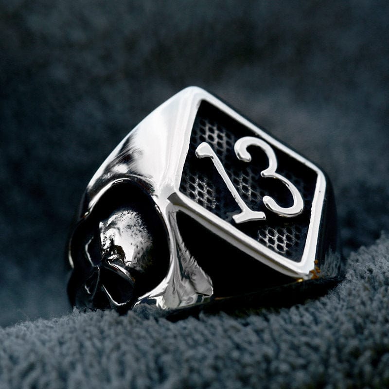 Kobine Men's Punk Number 13 Skull Ring