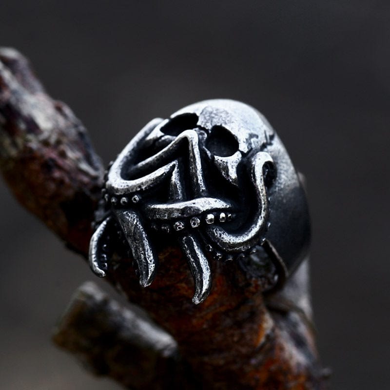 Kobine Men's Punk Octopus Skull Ring