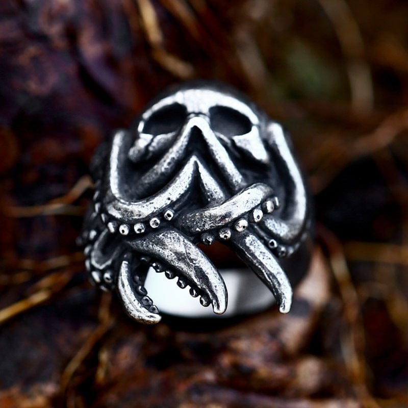 Kobine Men's Punk Octopus Skull Ring