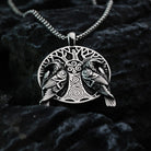 Kobine Men's Punk Odin's Ravens & Celtic Tree of Life Necklace