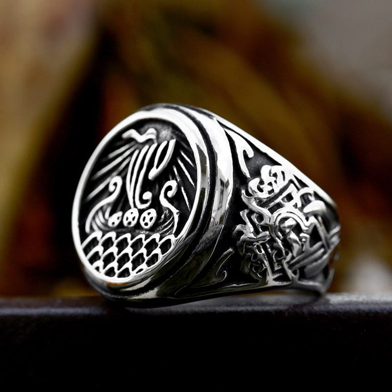 Kobine Men's Punk Pirate Ship Ring