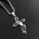 Kobine Men's Punk Praying Hands & Cross Necklace