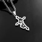 Kobine Men's Punk Praying Hands & Cross Necklace
