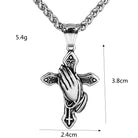 Kobine Men's Punk Praying Hands & Cross Necklace