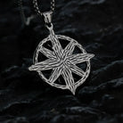 Kobine Men's Punk Retro Ornate Pattern & Red Gemstone Necklace