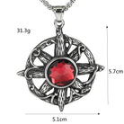 Kobine Men's Punk Retro Ornate Pattern & Red Gemstone Necklace