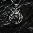 Kobine Men's Punk Roaring Wolf Head Necklace