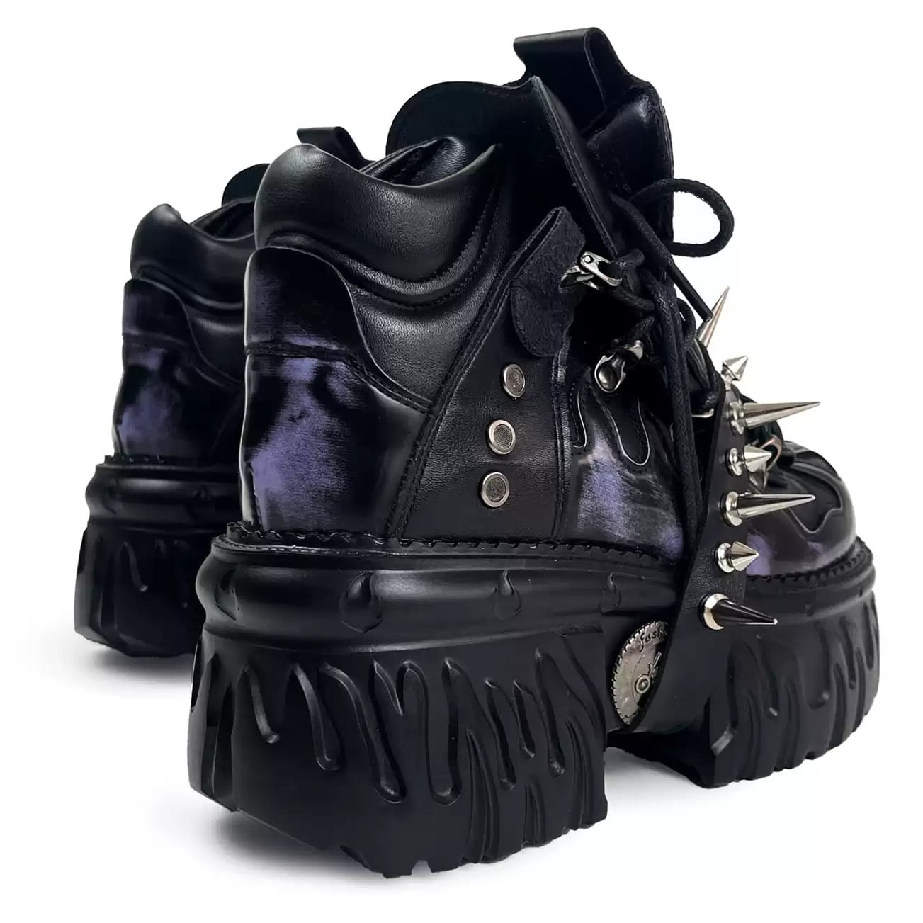 Kobine Men's Punk Rock Spiked Chunky Platform Shoes