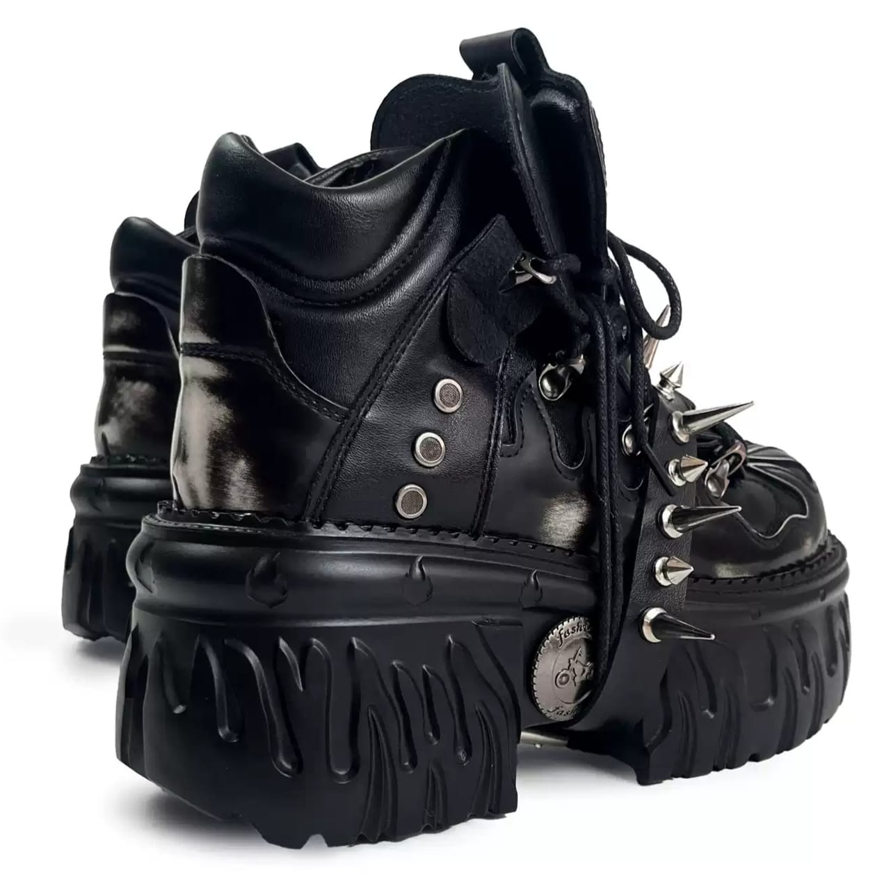 Kobine Men's Punk Rock Spiked Chunky Platform Shoes