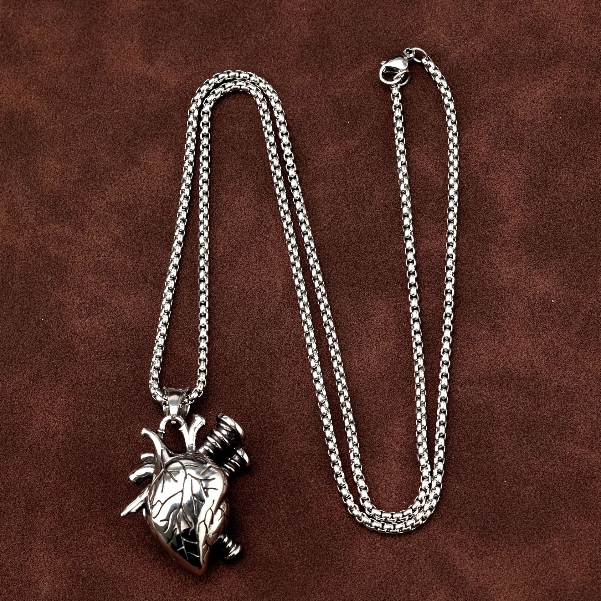 Kobine Men's Punk Screw Heart Necklace