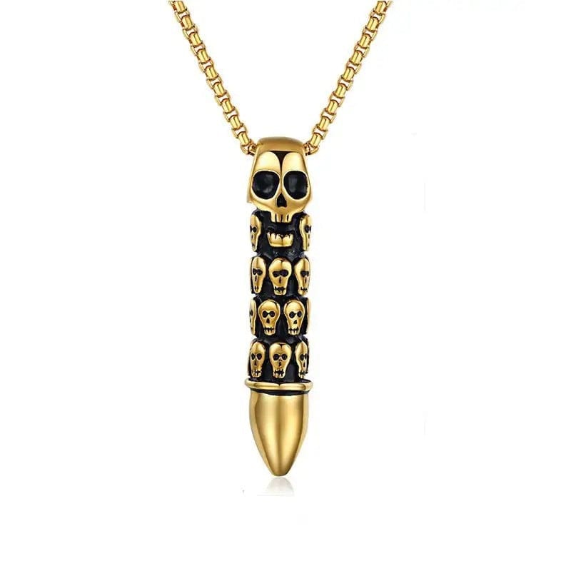 Kobine Men's Punk Skull Bullet Necklace