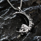 Kobine Men's Punk Skull Crescent Pendant Necklace