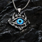 Kobine Men's Punk Skull Evil Eye Pendant Necklace