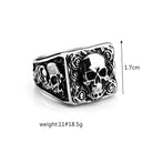 Kobine Men's Punk Skull Rose Ring