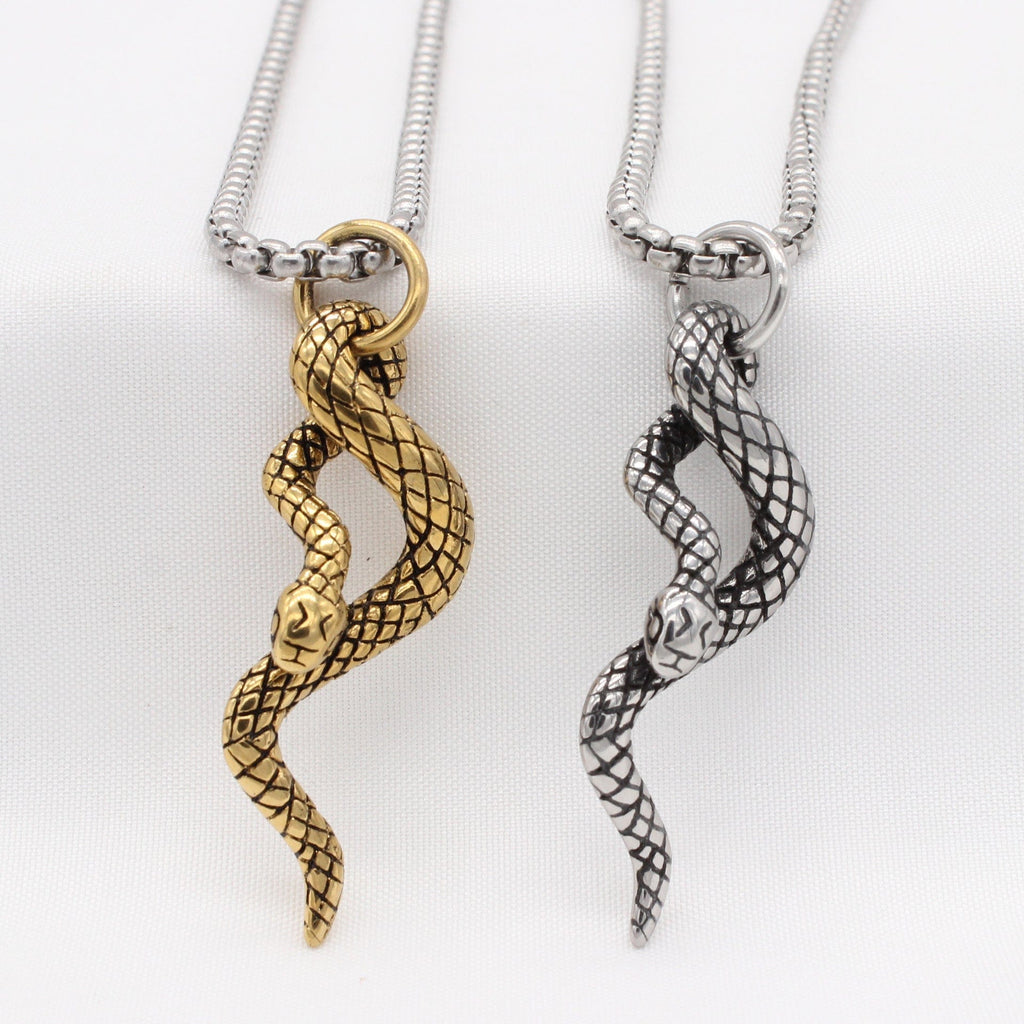 Kobine Men's Punk Snake Pendant Chain Necklace