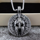 Kobine Men's Punk Spartan Helmet & Greek Key Pattern Necklace