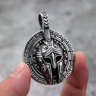 Kobine Men's Punk Spartan Helmet & Greek Key Pattern Necklace
