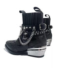 Kobine Men's Punk Spiked Chain Motorcycle Boots
