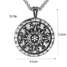 Kobine Men's Punk Sun Twelve Constellations Carved Pendant Necklace