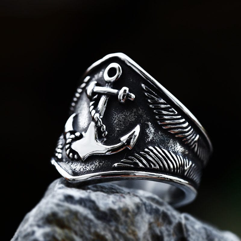 Kobine Men's Punk Viking Anchor Ring