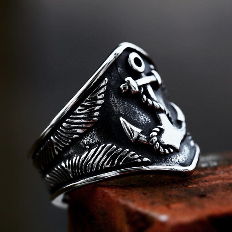 Kobine Men's Punk Viking Anchor Ring