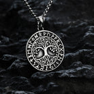 Kobine Men's Punk Viking Runes Celtic Tree of Life Necklace