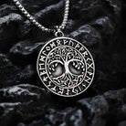 Kobine Men's Punk Viking Runes Celtic Tree of Life Necklace