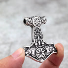 Kobine Men's Punk Viking Wolf Head Mjolnir Necklace