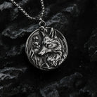 Kobine Men's Punk Viking Wolf Head Round Necklace