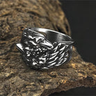 Kobine Men's Punk Vintage 3D Two Raven Ring