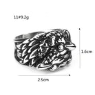 Kobine Men's Punk Vintage 3D Two Raven Ring