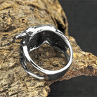 Kobine Men's Punk Vintage 3D Two Raven Ring