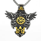 Kobine Men's Punk Vintage Raven Compass Pendant Necklace