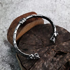 Kobine Men's Punk Wolf Head Carved Open Cuff Bracelet