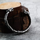 Kobine Men's Punk Wolf Head Carved Open Cuff Bracelet