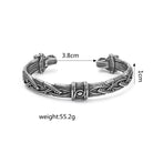 Kobine Men's Punk Wolf Head Carved Open Cuff Bracelet
