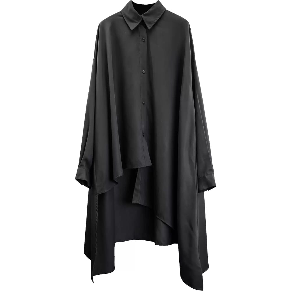 Kobine Men's Techwear Asymmetric Collared Long Sleeve Shirt