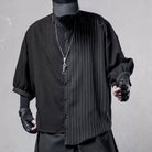 Kobine Men's Techwear Asymmetric Pinstripe Loose Shirt