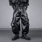 Kobine Men's Techwear Big Pocket Buckle Strap Textured Cargo Pants