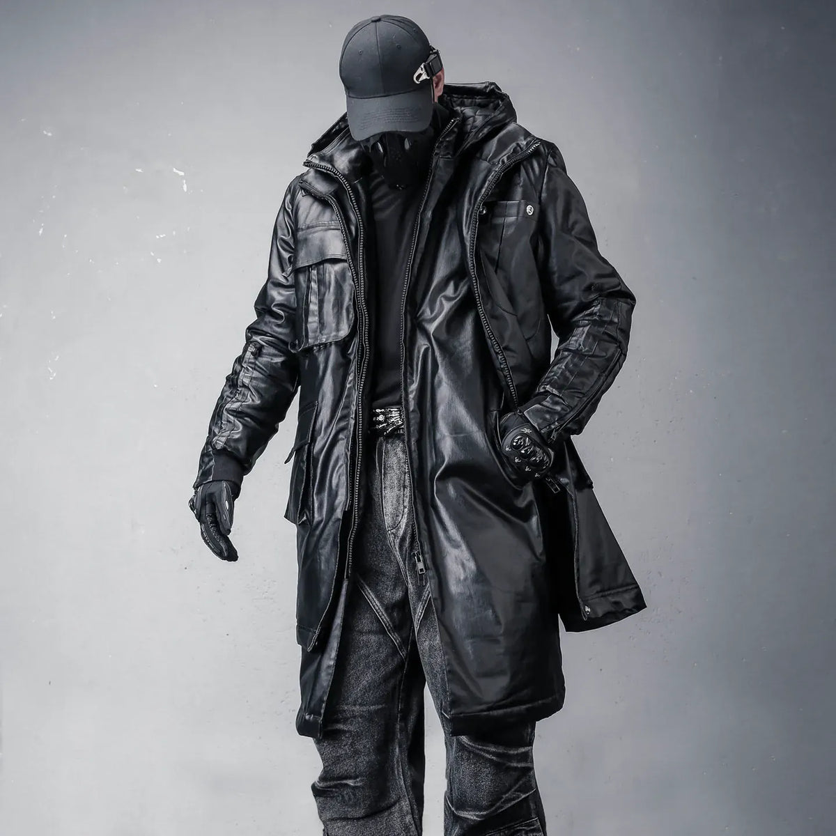 Kobine Men's Techwear Big Pocket Mock Two-piece Hooded Coat