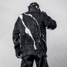Kobine Men's Techwear Criss‑cross Lace-up High Collar Two‑Tone Sweater