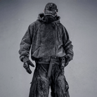 Kobine Men's Techwear Distressed Asymmetrical Placket Zip-Up Hooded Jacket