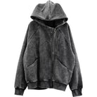 Kobine Men's Techwear Distressed Asymmetrical Placket Zip-Up Hooded Jacket